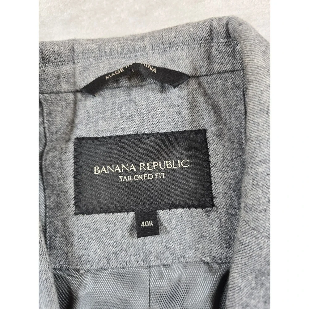 Banana Republic Blazer Mens 40R Grey 100% Cotton Italian Fabric Tailored Fit